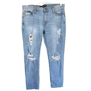 T5 Express Girlfriend Jeans Distressed Ripped Light Wash Denim‎ Size 10